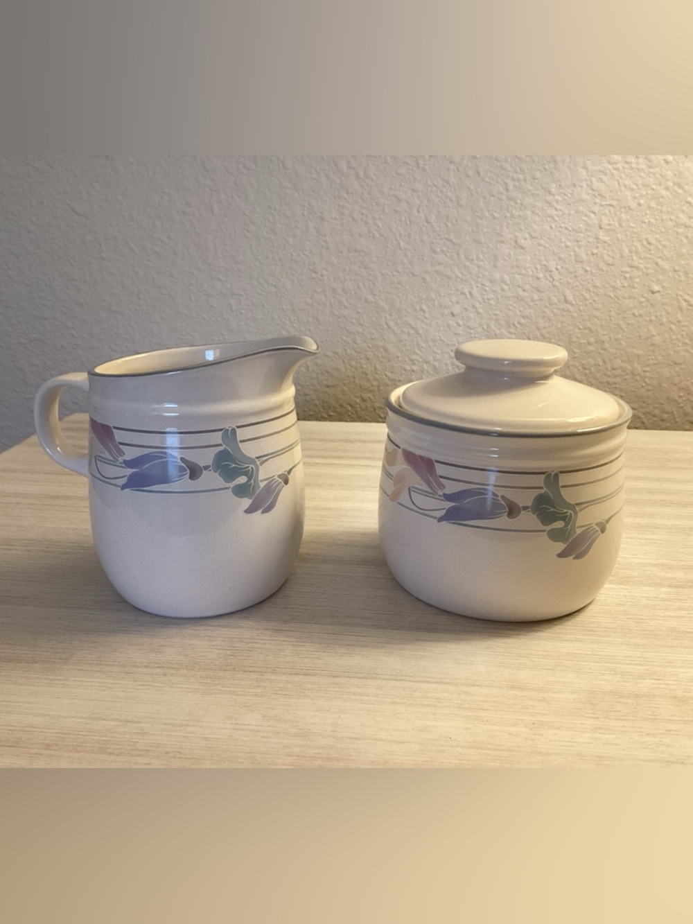 Studio Nova Cream Tender Blooms Vintage Sugar Bowl and Creamer Set